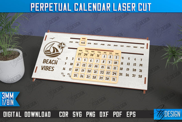 Perpetual Calendar | Desktop Calendar | Never Ending Calendar | CNC File SVG Fly Design 