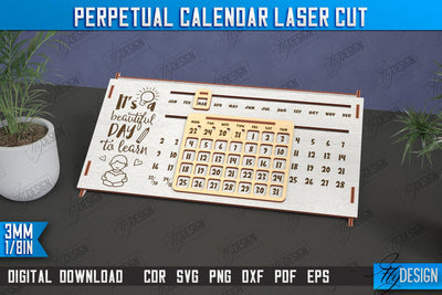 Perpetual Calendar | Desktop Calendar | Never Ending Calendar | CNC File SVG Fly Design 