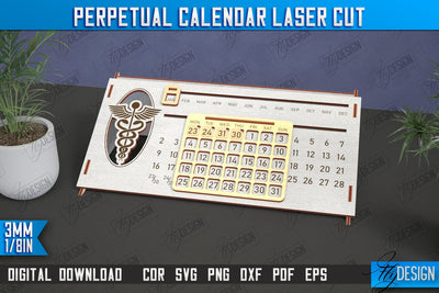 Perpetual Calendar | Desktop Calendar | Never Ending Calendar | CNC File SVG Fly Design 