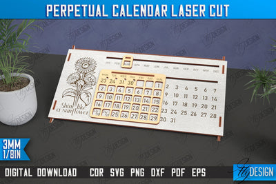 Perpetual Calendar | Desktop Calendar | Never Ending Calendar | CNC File SVG Fly Design 