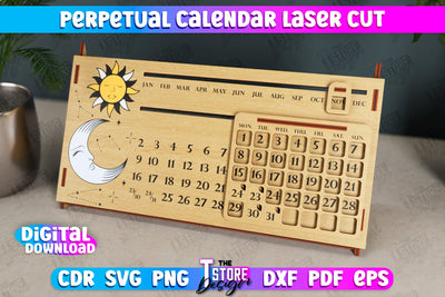 Perpetual Calendar | Desktop Calendar | Never Ending Calendar | CNC File SVG The T Store Design 