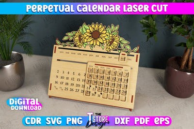 Perpetual Calendar | Desktop Calendar | Never Ending Calendar | CNC File SVG The T Store Design 