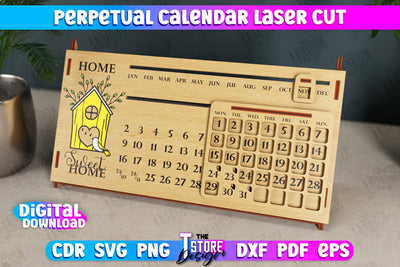 Perpetual Calendar | Desktop Calendar | Never Ending Calendar | CNC File SVG The T Store Design 