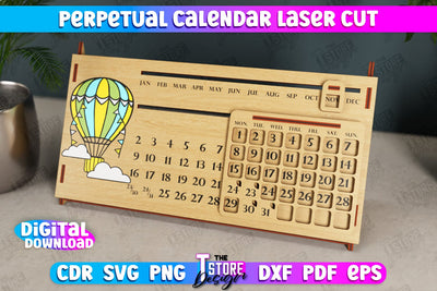 Perpetual Calendar | Desktop Calendar | Never Ending Calendar | CNC File SVG The T Store Design 