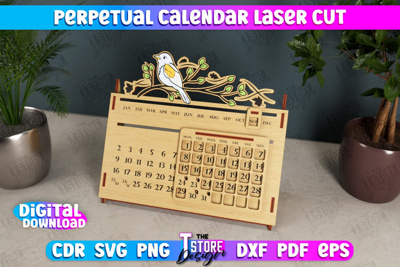 Perpetual Calendar | Desktop Calendar | Never Ending Calendar | CNC File SVG The T Store Design 