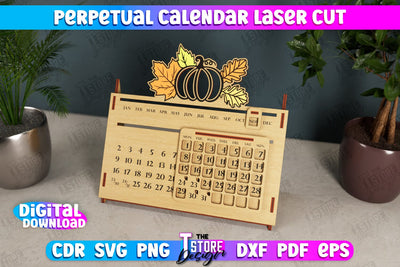 Perpetual Calendar | Desktop Calendar | Never Ending Calendar | CNC File SVG The T Store Design 