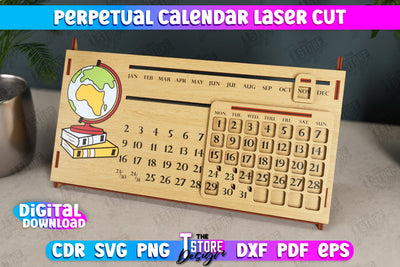 Perpetual Calendar | Desktop Calendar | Never Ending Calendar | CNC File SVG The T Store Design 