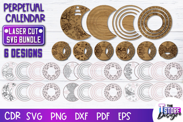 Perpetual Calendar Laser Cut | Calendar Laser Cut Design | CNC Files SVG The T Store Design 