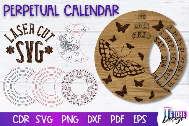 Perpetual Calendar Laser Cut | Calendar Laser Cut Design | CNC Files SVG The T Store Design 