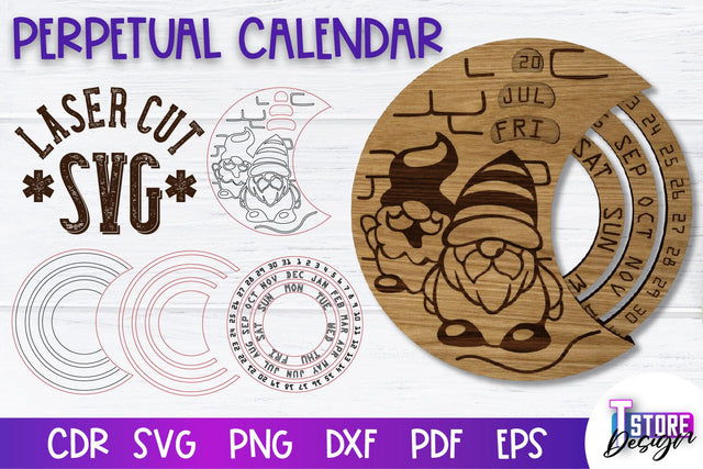 Perpetual Calendar Laser Cut | Calendar Laser Cut Design | CNC Files SVG The T Store Design 