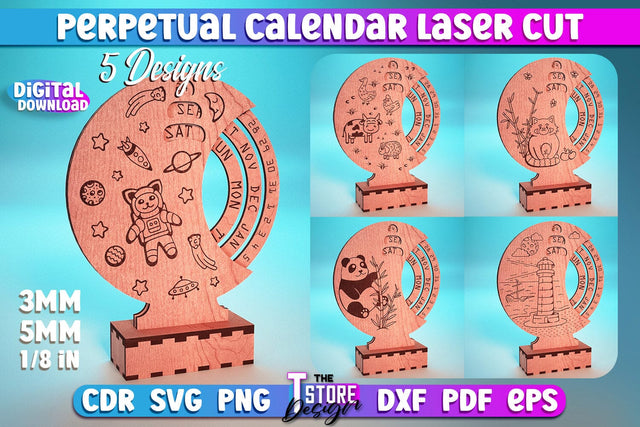 Perpetual Calendar Laser Cut | Calendar SVG Design | CNC Files SVG The T Store Design 