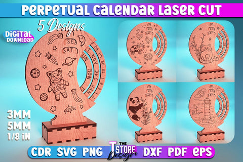 Perpetual Calendar Laser Cut | Calendar SVG Design | CNC Files SVG The T Store Design 