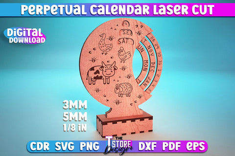 Perpetual Calendar Laser Cut | Calendar SVG Design | CNC Files SVG The T Store Design 