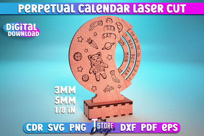 Perpetual Calendar Laser Cut | Calendar SVG Design | CNC Files SVG The T Store Design 