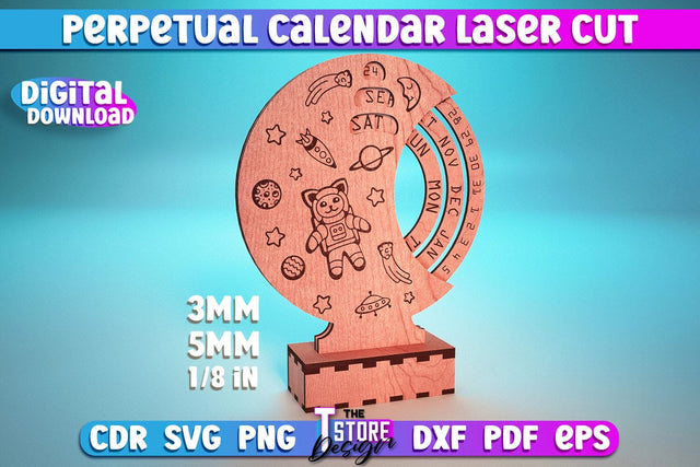 Perpetual Calendar Laser Cut | Calendar SVG Design | CNC Files SVG The T Store Design 