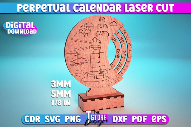 Perpetual Calendar Laser Cut | Calendar SVG Design | CNC Files SVG The T Store Design 
