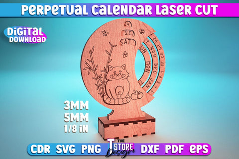 Perpetual Calendar Laser Cut | Calendar SVG Design | CNC Files SVG The T Store Design 