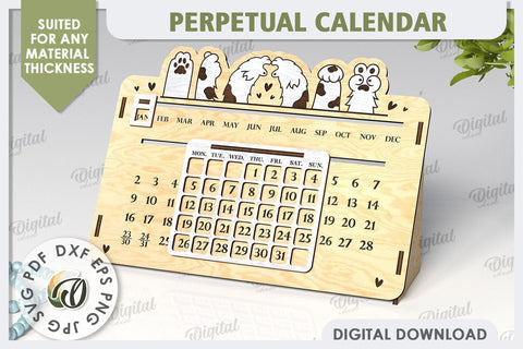 Perpetual Calendar Laser Cut Design. Wooden Calendar SVG SVG Evgenyia Guschina 
