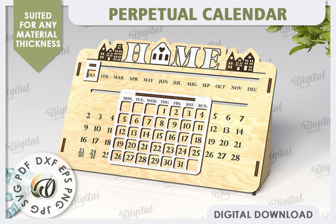 Perpetual Calendar Laser Cut Design. Wooden Calendar SVG SVG Evgenyia Guschina 