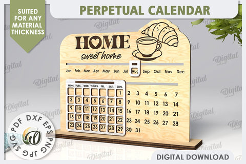 Perpetual Calendar Laser Cut Design. Wooden Calendar SVG SVG Evgenyia Guschina 