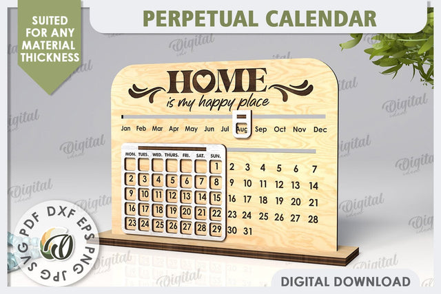 Perpetual Calendar Laser Cut Design. Wooden Calendar SVG SVG Evgenyia Guschina 