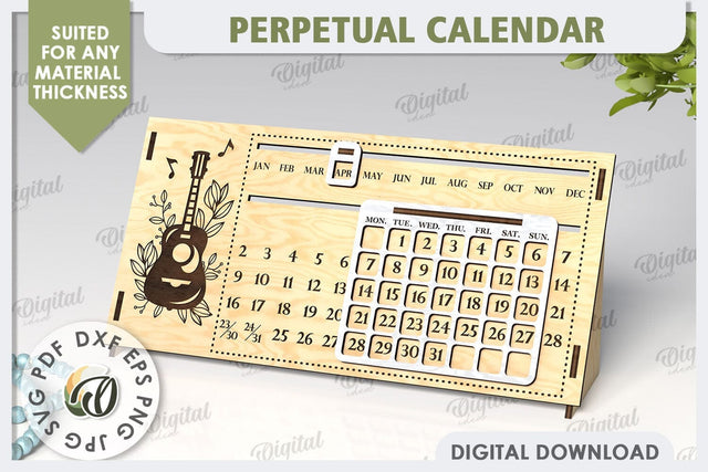 Perpetual Calendar Laser Cut Design. Wooden Calendar SVG SVG Evgenyia Guschina 