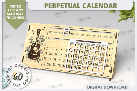 Perpetual Calendar Laser Cut Design. Wooden Calendar SVG SVG Evgenyia Guschina 