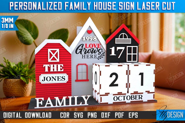 Perpetual Calendar Laser Cut | Desktop Family Calendar | Family Sign | Never Ending Calendar | CNC File SVG Fly Design 