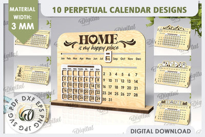 Perpetual Calendars Laser Cut Bundle. Wooden Calendars SVG SVG Evgenyia Guschina 