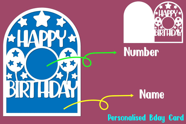 Personalised Birthday Card, Personalized Card SVG zafrans studio 