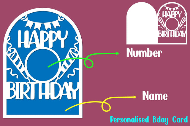 Personalised Birthday Card, Personalized Card SVG zafrans studio 