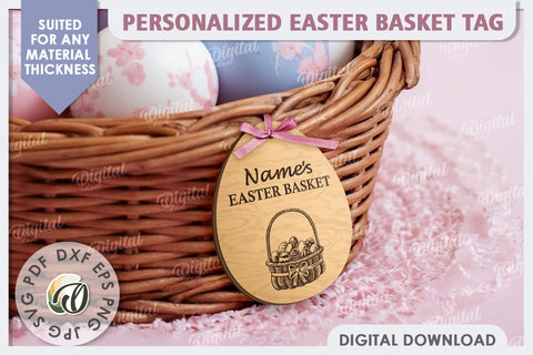Personalised Easter Basket Tag Laser Cut. Easter Egg SVG Design SVG Evgenyia Guschina 