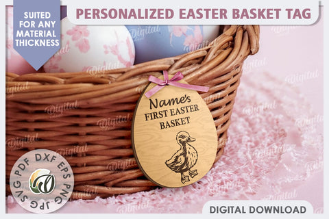 Personalised Easter Basket Tag Laser Cut. Easter Egg SVG SVG Evgenyia Guschina 
