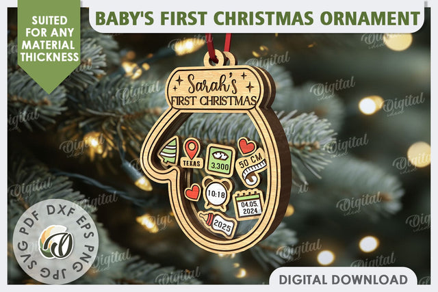 Personalized Baby First Christmas Ornament Laser Cut SVG Evgenyia Guschina 