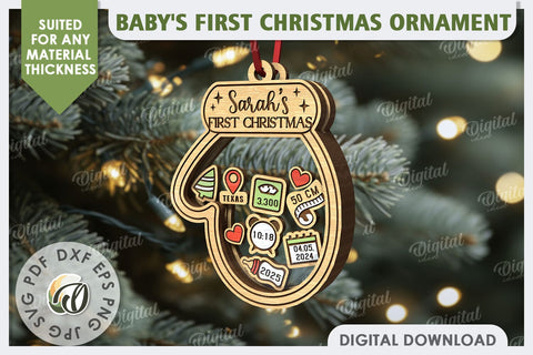 Personalized Baby First Christmas Ornament Laser Cut SVG Evgenyia Guschina 