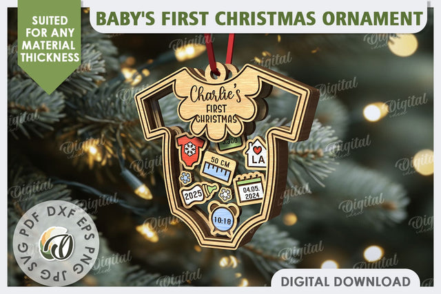 Personalized Baby First Christmas Ornament Laser Cut SVG Evgenyia Guschina 