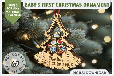 Personalized Baby First Christmas Ornament Laser Cut SVG Evgenyia Guschina 
