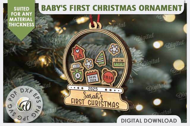 Personalized Baby First Christmas Ornament Laser Cut SVG Evgenyia Guschina 
