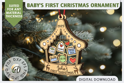 Personalized Baby First Christmas Ornament Laser Cut SVG Evgenyia Guschina 