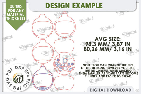 Personalized Baby First Christmas Ornaments Laser Cut Bundle SVG Evgenyia Guschina 