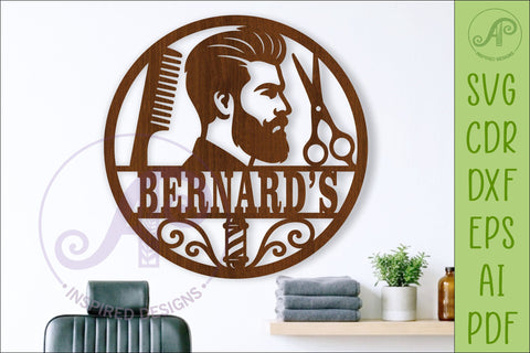 Personalized Barber Name Sign, Custom Salon Wall Decor, SVG APInspireddesigns 