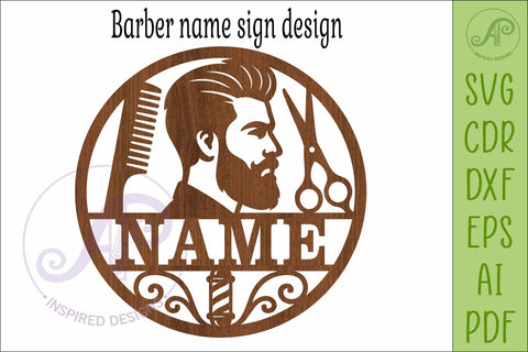 Personalized Barber Name Sign, Custom Salon Wall Decor, SVG APInspireddesigns 