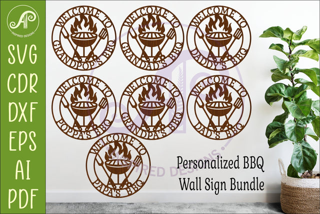 Personalized BBQ Wall Sign SVG Bundle | Dad Grandpa Grandad Grill Sign Files SVG APInspireddesigns 