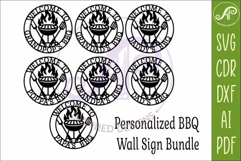 Personalized BBQ Wall Sign SVG Bundle | Dad Grandpa Grandad Grill Sign Files SVG APInspireddesigns 