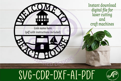 Personalized Beach House Sign SVG Lighthouse Name sign SVG APInspireddesigns 