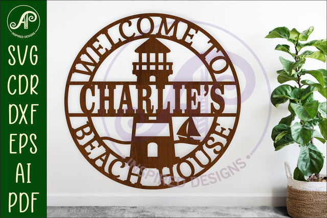 Personalized Beach House Sign SVG Lighthouse Name sign SVG APInspireddesigns 