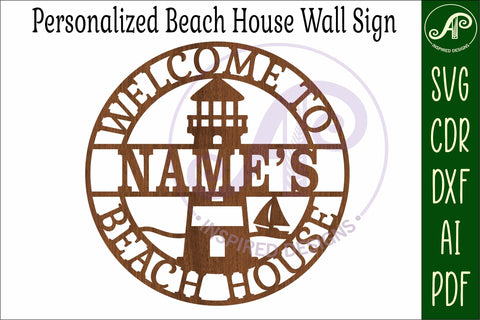 Personalized Beach House Sign SVG Lighthouse Name sign SVG APInspireddesigns 
