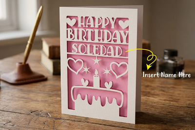 Personalized Birthday Card Papercut Cricut Project SVG zafrans studio 