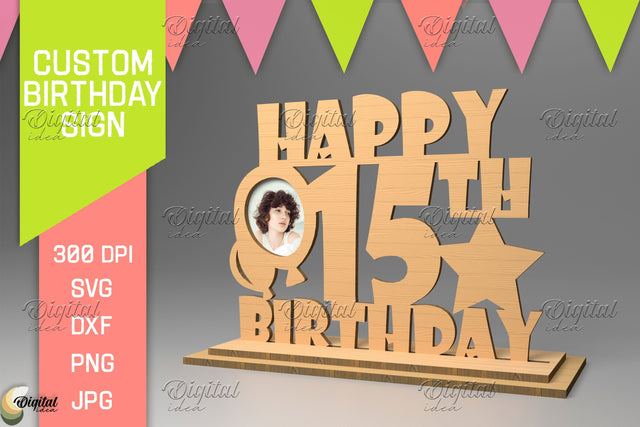 Personalized Birthday Sign. Photo Frame Laser Cut SVG Evgenyia Guschina 