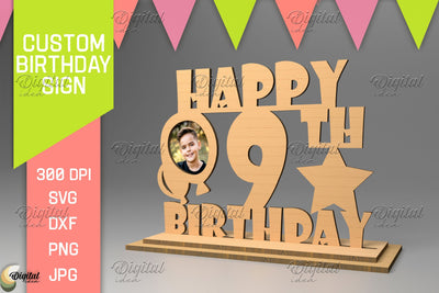 Personalized Birthday Sign. Photo Frame Laser Cut SVG Evgenyia Guschina 